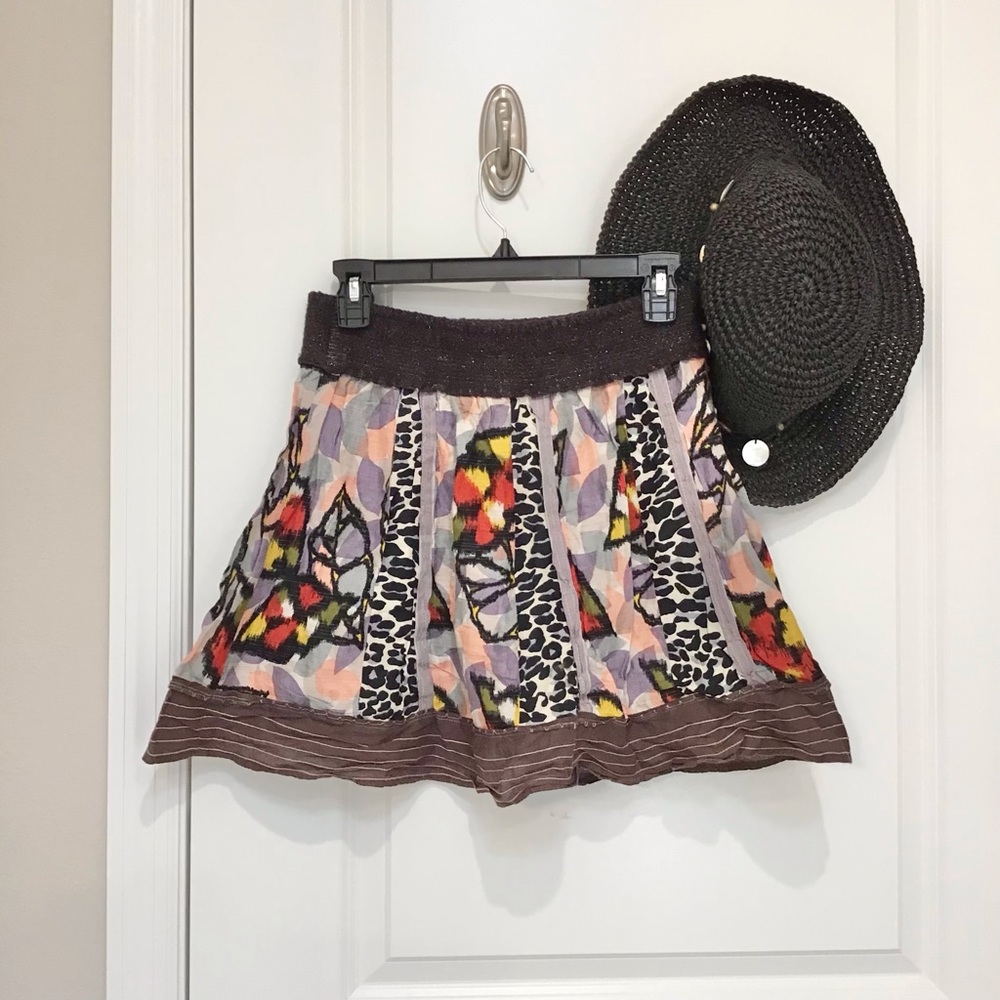 Free People Multi-Pattern Mini Skirt Size S, EUC